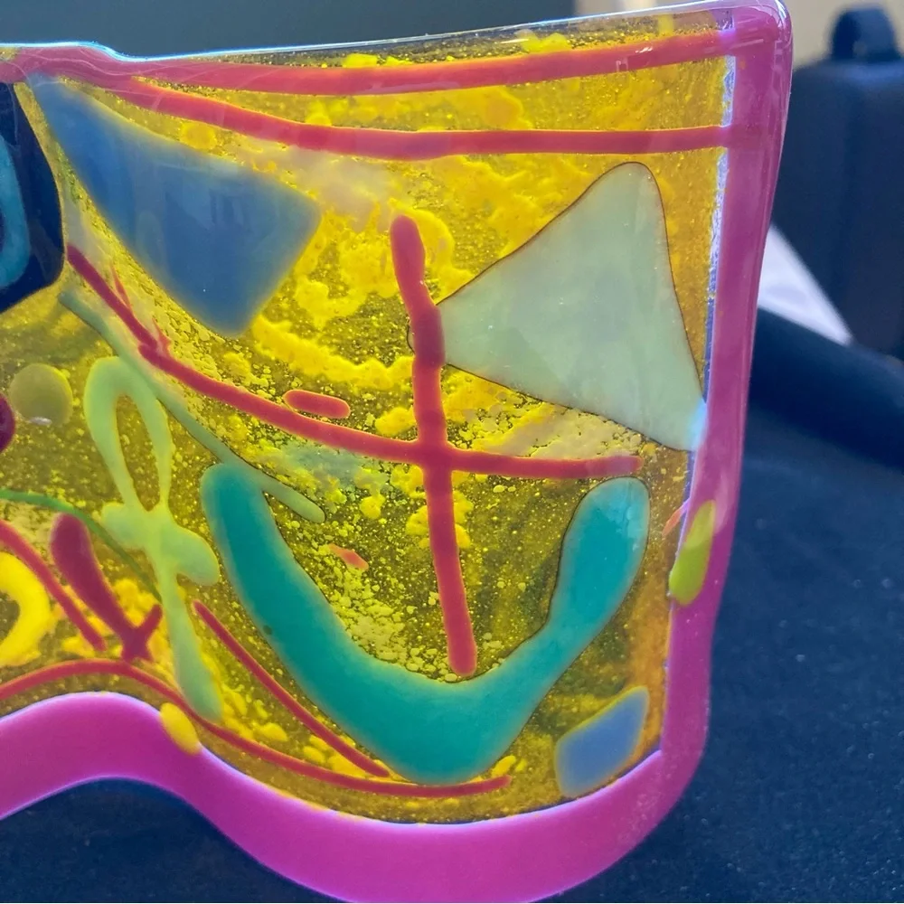 Mermaids Heart”Handmade Fused Art Glass Wave Original  10” X 4.5”Freestanding - Picture 4 of 12